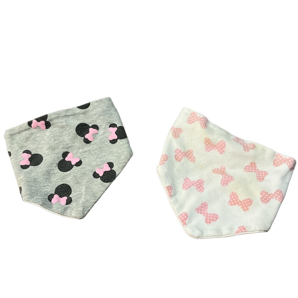 Pink, White, Gray, and Black Bundle of Two Bibs